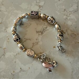Brighton Power of Pink Butterfly Sister Mother Silver Gold Beaded Bracelet